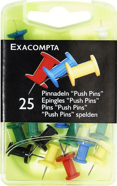 Epingles d’affichage – Hauteur pointe 7 mm – Diamètre 10 mm – Coloris assortis – Boite de 25