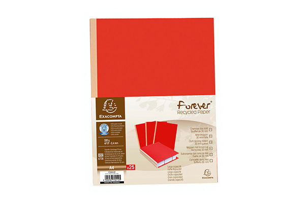 Paquet de 25 Chemises dos toilé carte à soufflet- Dos 3 cm-Rouge