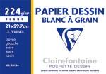 Papier dessin Blanc à grain – 12 feuilles 21 x 29,7 cm – 224 g