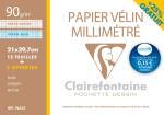 Papier vélin millimetre – 12 feuilles A4 + 3 Gratuites – 90 g – CLAIREFONTAINE