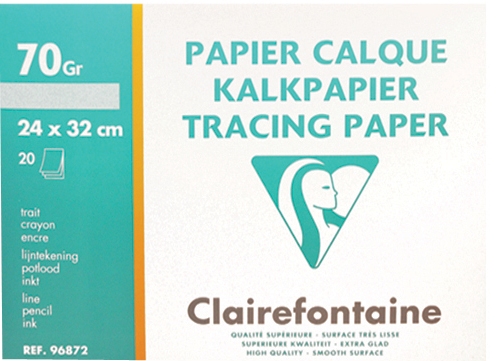 Pochette papier calque – 20 feuilles 24 x 32 cm – 70/75 g – CLAIREFONTAINE