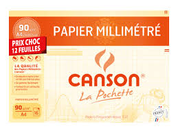 Papier millimetre – Pochette 12 feuilles A4 – 90 g – CANSON
