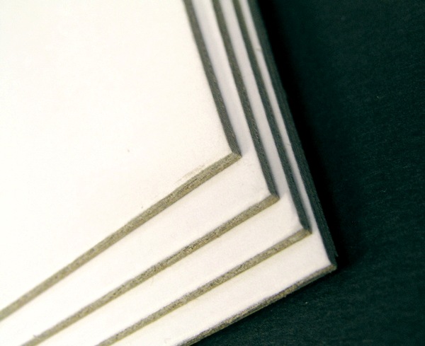Lot de 10 feuilles de carton mi-fin Blanc/Gris, 600 g/m², ép. 1mm, 50×65