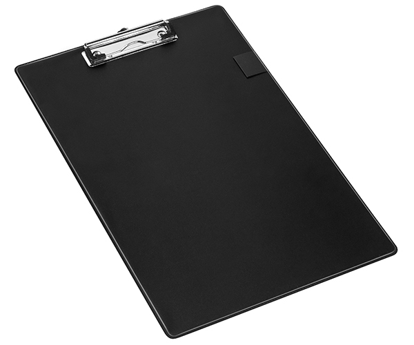 Porte-bloc à pince en PVC – Format A4+ – Avec porte stylo – Noir