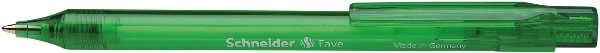 Stylo Bille SCHNEIDER -Fave – Rétractable et Rechargeable-Pointe moyenne – vert