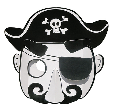 Masque 3D capitaine pirate à colorier et à monter
