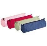 Trousse ronde Ø7×22 cm, 4 couleurs assorties, tissu uni