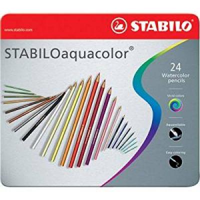 Boîte métal de 24 crayons STABILO aquacolor