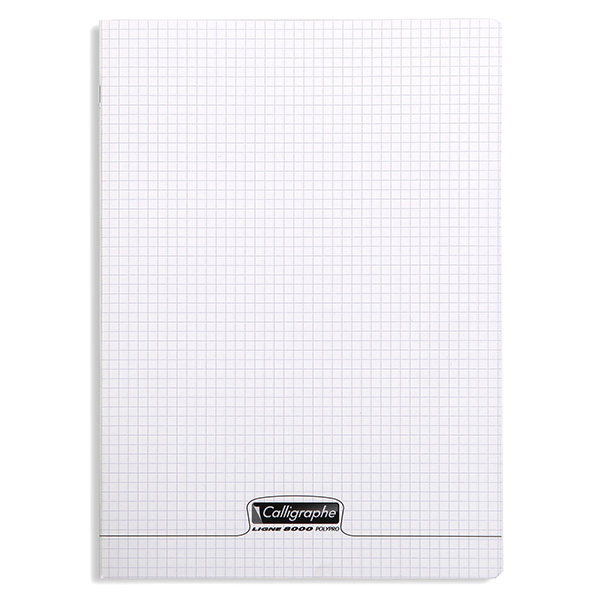 Cahier piqure – Couv Polypro 3/10ème – 24 x 32 – 90 g – Q.5×5 – 96 pages – Incolore