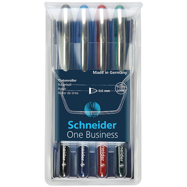 Roller SCHNEIDER – One Business – Pointe 0,6 mm – pochette de 4 assortis