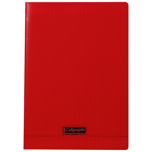 Cahier piqure – Couverture Polypro 3/10ème – 17 x 22 – 90 g – Seyes – 192 pages – Rouge