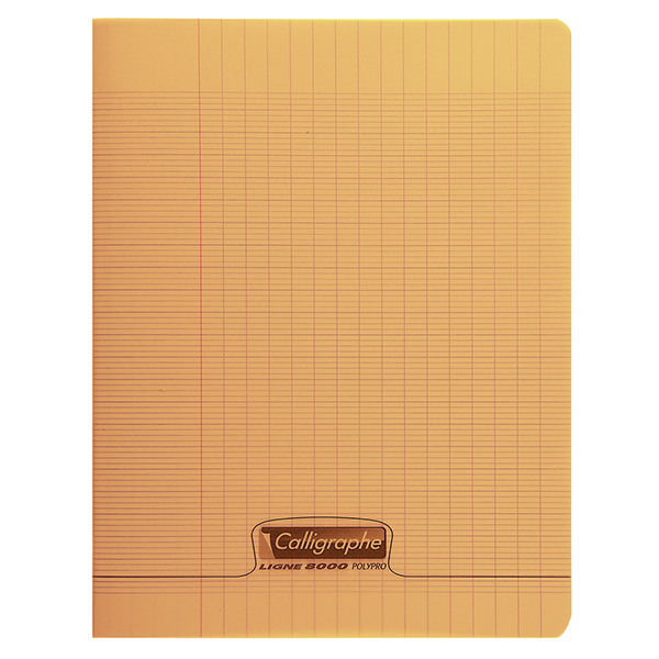Cahier piqure – Couverture Polypro 3/10ème – 17 x 22 – 90 g – Seyes – 192 pages – Orange