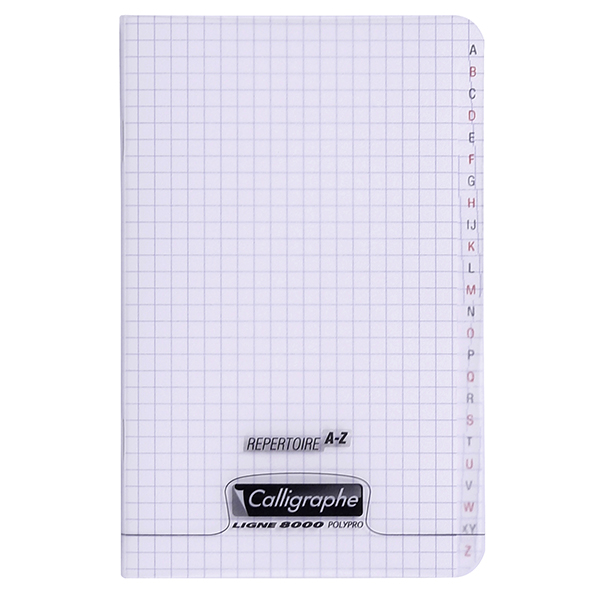 Carnet repertoire piqure – 11 x 17 cm – 96 pages – Q.5×5 – Couverture Polypro incolore