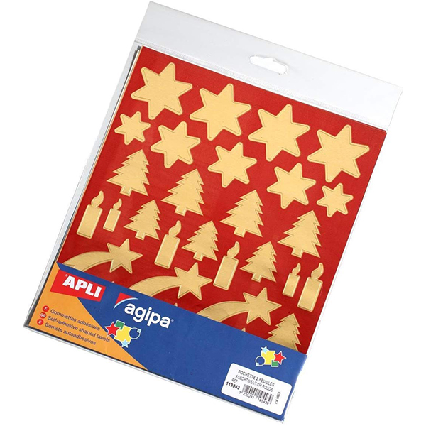 Sachet 2 feuilles Gommettes Assortis Or & Rouge » –  68 gommettes