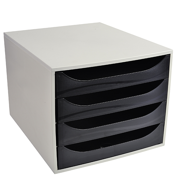 ECOBOX Caisson 4 tiroirs Office Gris/Noir