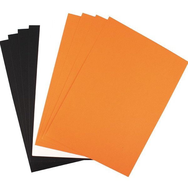 Feuilles papiers A4 220 grs noir, orange, blanc x 10 pcs