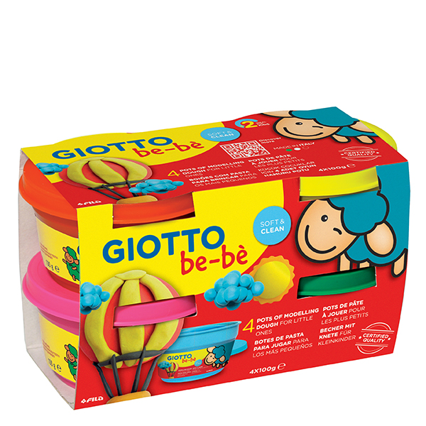 Giotto be-bè – Schoolpack pâte à jouer 4 x 100g ( rouge/jaune/magenta/vert)