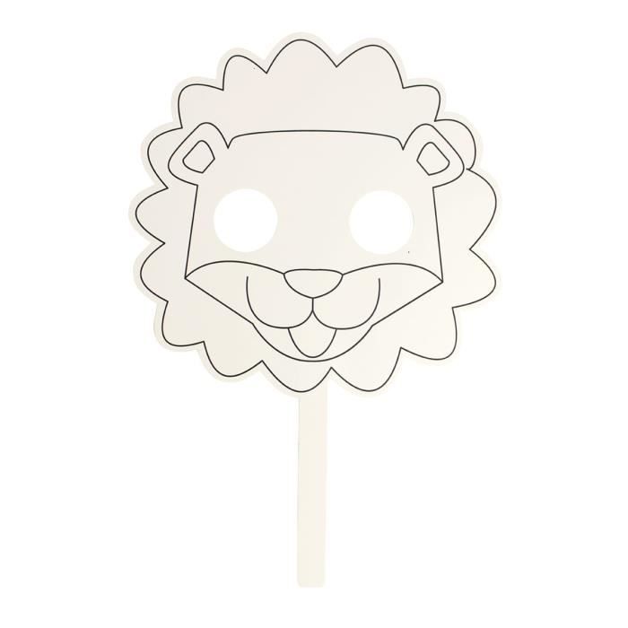 Masque lion à décorer, batonnet inclus x 4 pcs