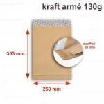 Boite de 250 pochettes kraft  à soufflets 250x353x30 120 g bande adhesive