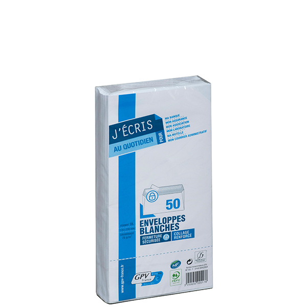 Paquet de 50 enveloppes DL – Format 110 x 220 – 75 g – Auto-adhesives