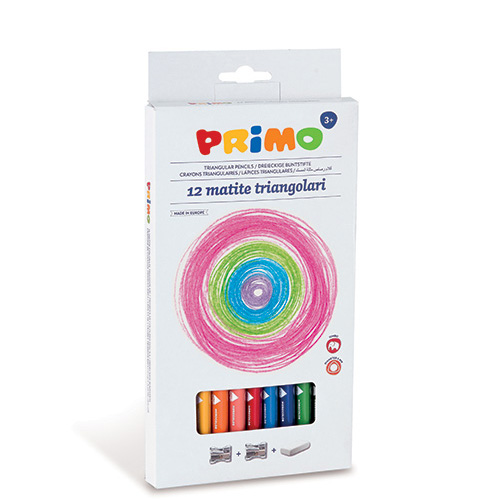Crayon  couleur 18 cms triangulaire – Géant- Pointe 5,5 mm – Etui carton de  12