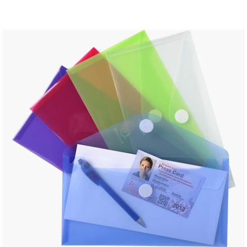 Sachet de 5 pochettes enveloppes- 25×13,5 cmq – PP 20/100ème – Assortis Translucides