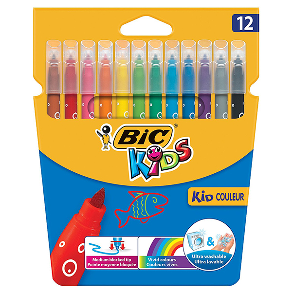 Feutre de coloriage BIC kids couleur. 2,8 mm. Etui carton de 12