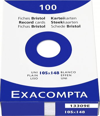 Etui 100 fiches Bristol Blanches- 105×148 mm- Unies non perforées.