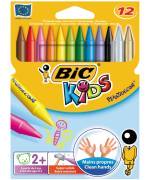 Craie de coloriage BIC kids plastidecor. Diamètre 8 mm .Etui carton de12