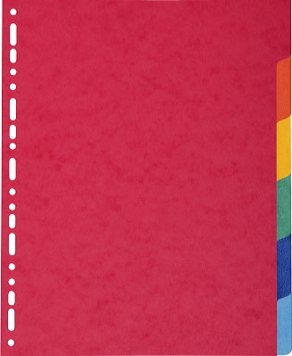 Intercalaires carte lustrée – A4 maxi – 225 g – 6 positions – Coloris assortis