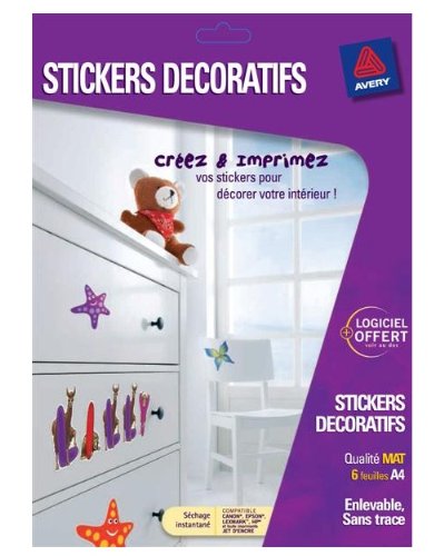 6 stickers décoratifs pour surfaces lisses, A4 – jet d’encre