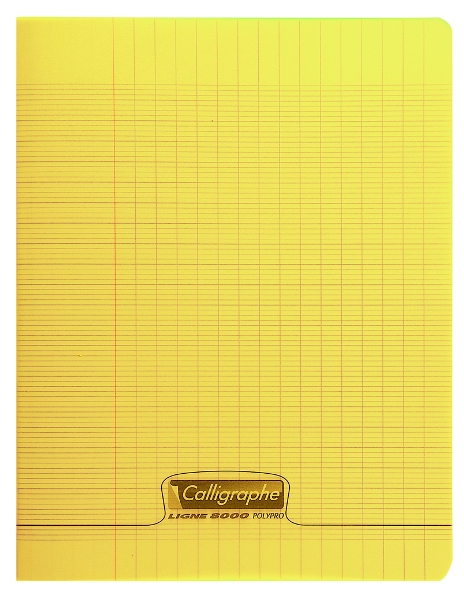 Cahier piqure – Couverture Polypro 3/10ème – 17 x 22 – 90 g – Seyes – 48 pages – Jaune