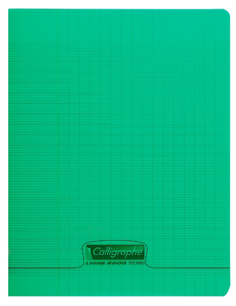 Cahier piqure – Couverture Polypro 3/10ème – 17 x 22 – 90 g – Seyes- 48 pages – Vert
