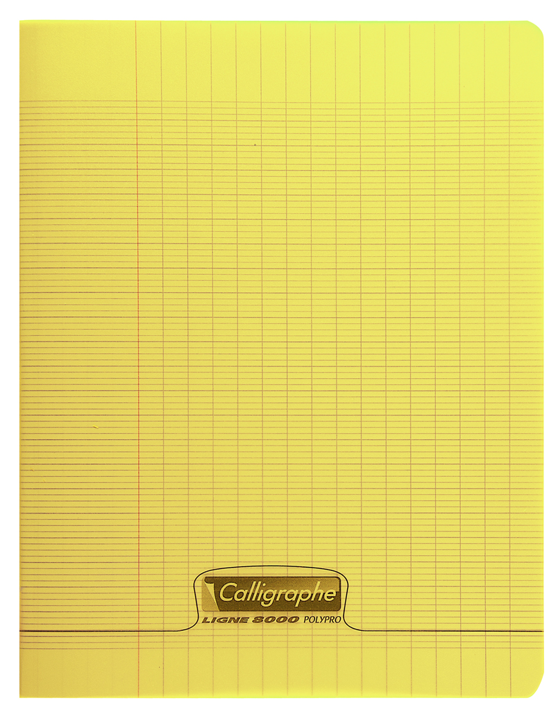 Cahier piqure – Couverture Polypro 3/10ème – 17 x 22 – 90 g – Seyes – 96 pages – Jaune