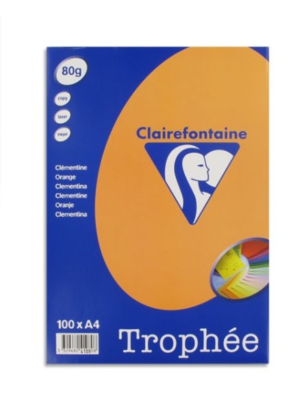 Ramette 100 feuilles papier A4 – TROPHEE 80 g – Clementine