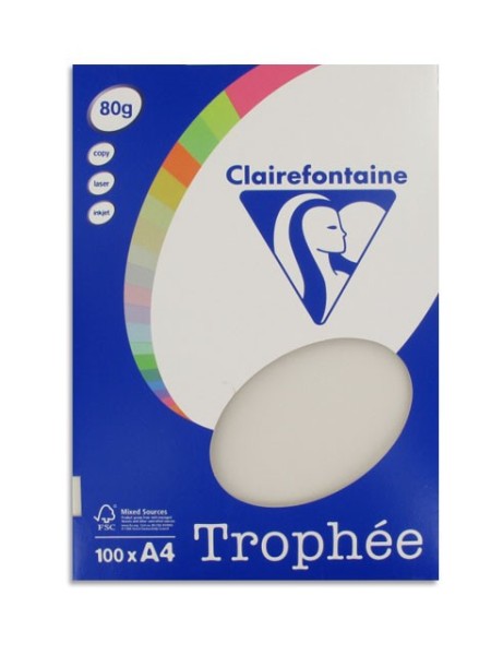 Ramette 100 feuilles papier A4 – TROPHEE- 80 g – Gris perle