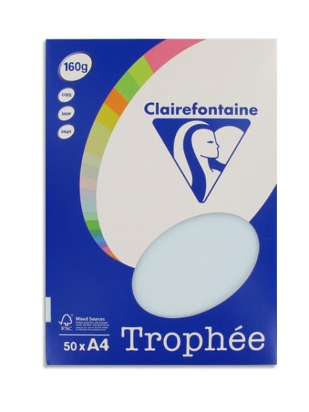 Ramette 50 feuilles papier A4 – TROPHEE- 160 g – Bleu