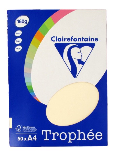 Ramette 50 feuilles papier A4 -TROPHEE- 160 g – Ivoire