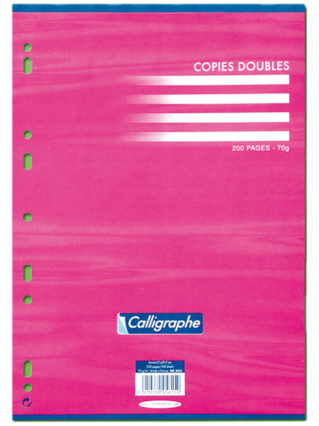 Copies doubles – Perforées 2 trous – 17 x 22 – 70 g – Seyes – Blanc – Paquet de 200