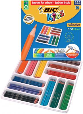Crayon  couleur 18 cms BIC kids évolution – corps hexagonal – 144 pièces