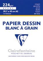 Papier dessin blanc à grain – 10 Feuilles 29, 7 x 42 -224 g