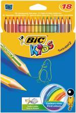 Crayon  couleur 18 cms BIC kids tropicolors2 – Pte 2,5 mm – Corps hexagonal – Etui 18