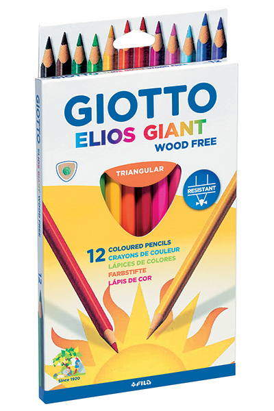 Crayon  couleur 18 cms- pointe 5 mm – Etui 12 couleurs ass GIOTTO