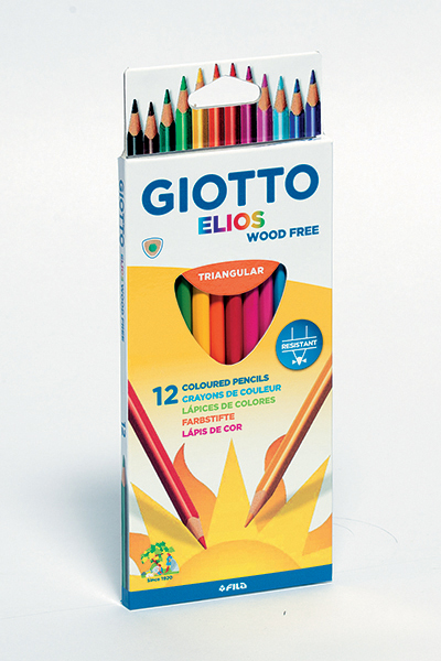 Crayon  couleur 18 cms triangulaire- pointe 3,3 mm – Etui 12 couleurs ass GIOTTO