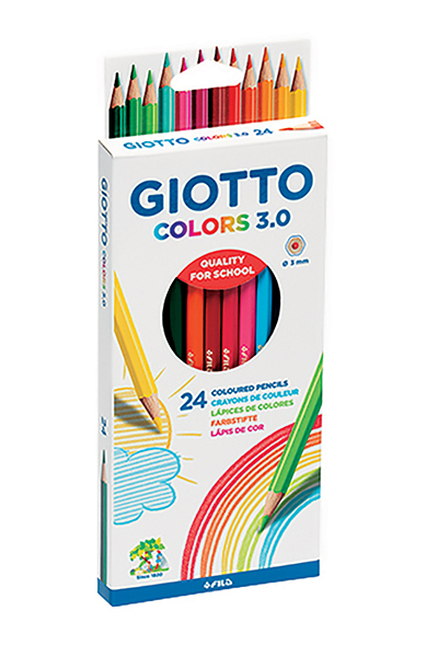 Crayon  couleur 18 cms- pointe 3 mm – Etui 24 couleurs ass GIOTTO