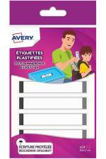 24 étiquettes plastifiées blanches avec bordure grise – 86 x 17 mm