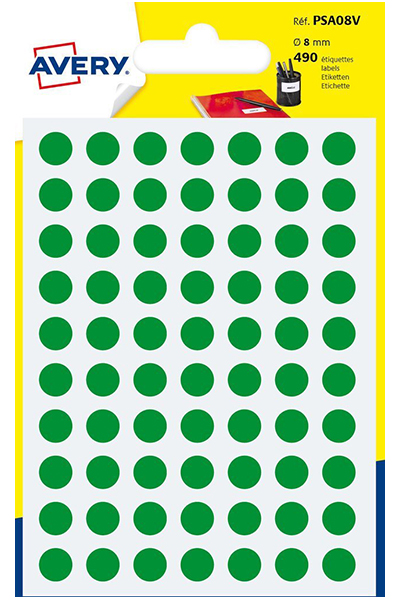 Pastilles Vertes – Diamètre 8 mm – Pochette de 490