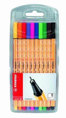 Etui chevalet de 10 stylos-feutres STABILO point 88 – coloris standard