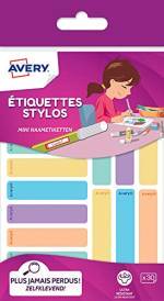 30 étiquettes stylos pastels – 50 x 10 mm