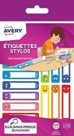 30 étiquettes stylos SMILEY – 50 x 10 mm